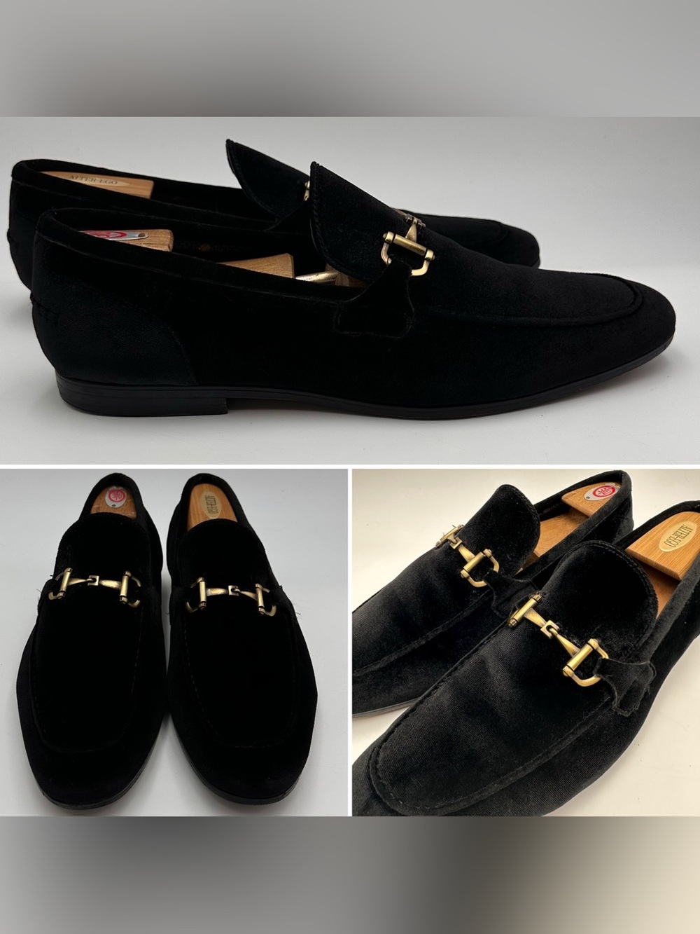 STEVE MADDEN BLACK VELVET LOAFERS MENS SZ 13 DELRAYY GOLD HORSEBIT SLIP ON SHOES